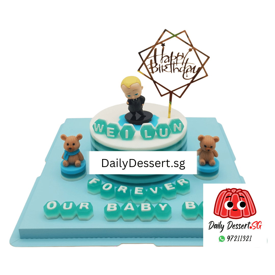 Jelly Cake - Baby Boy and Teddy Cake