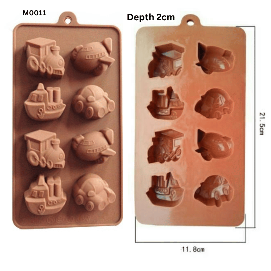 B002 M0011 | Silicone Mold Vehicles Car Train Plane Ship Boat 8 Cast