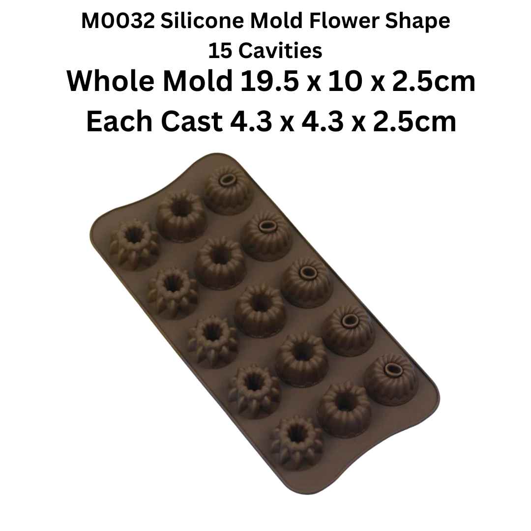 M0032 Silicone Mold Flower Shape 15 Cavities