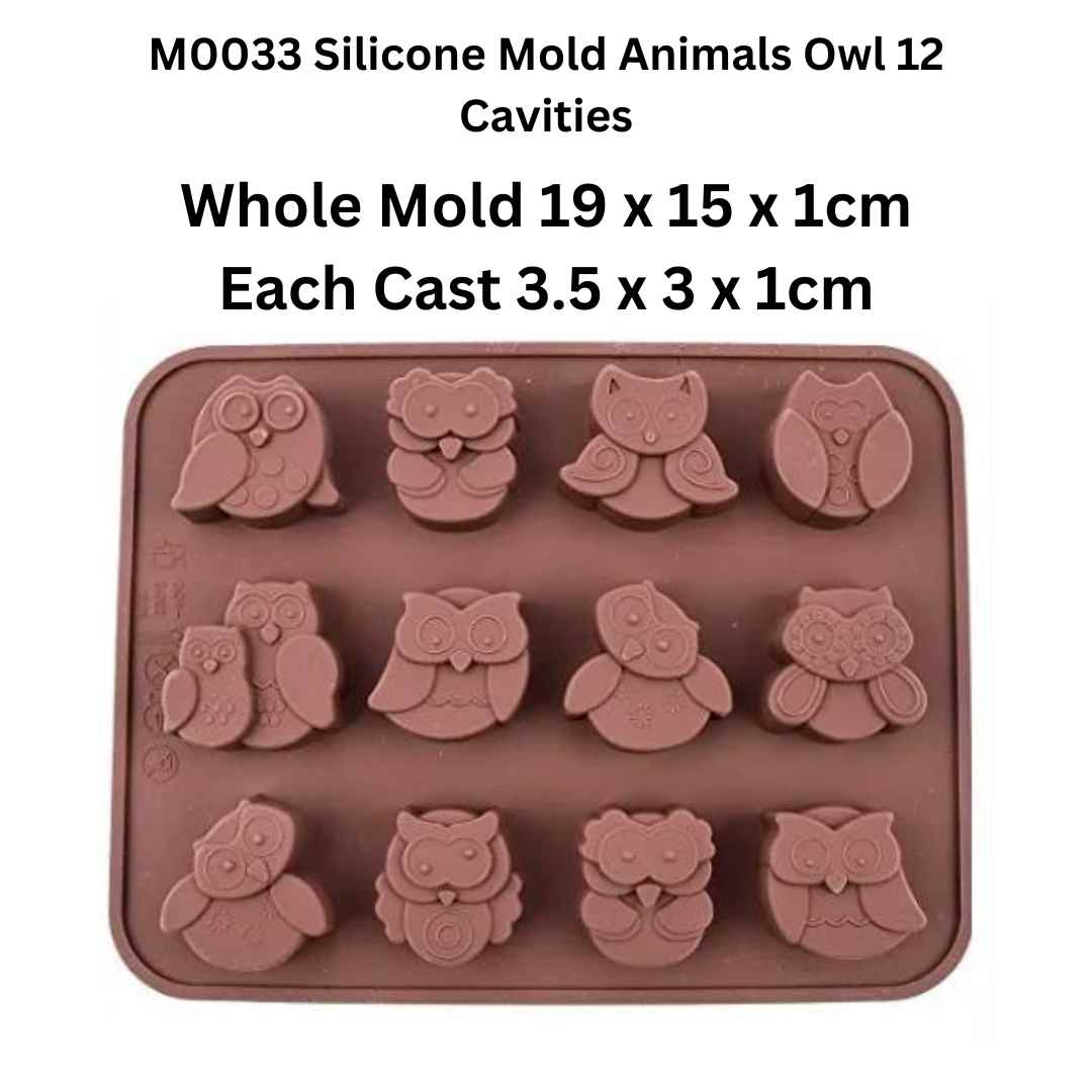 M0033 Silicone Mold Animals Owl 12 Cavities