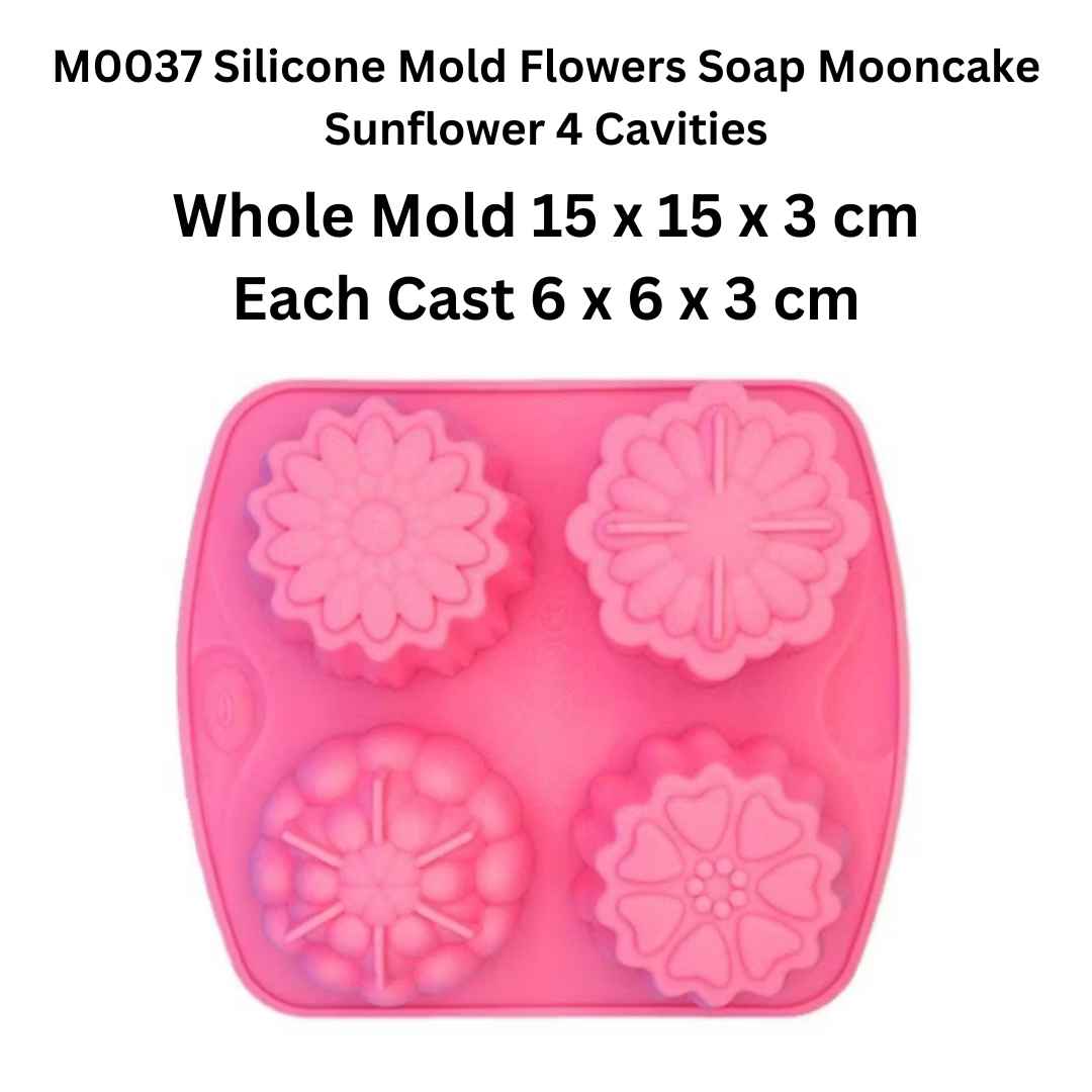 M0037 Silicone Mold Flowers Soap Mooncake Sunflower 4 Cavities