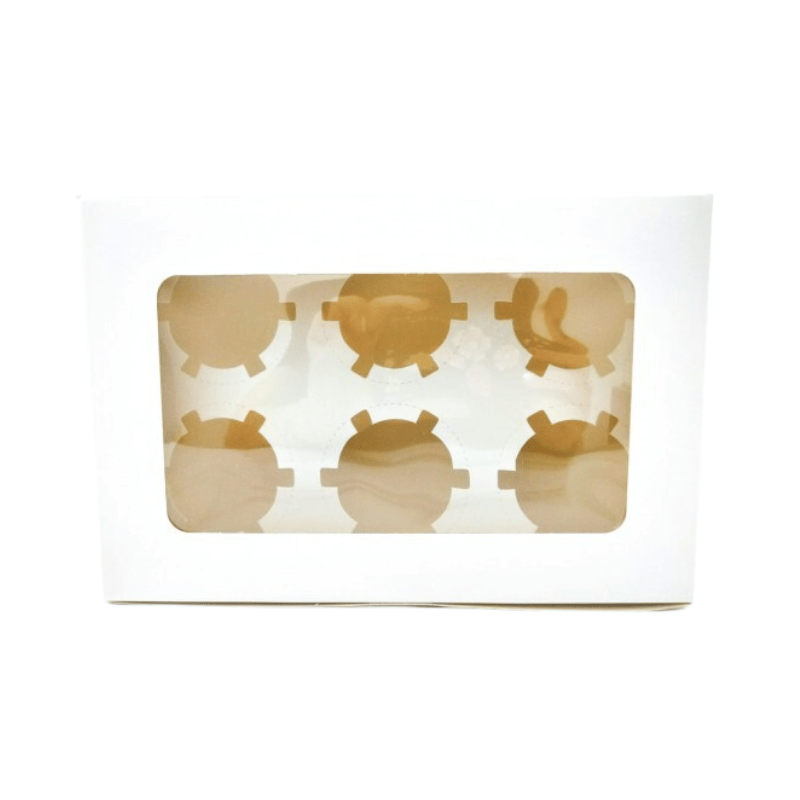 Cupcake Box Window 6 Hole 24x16x7cm 10pcs