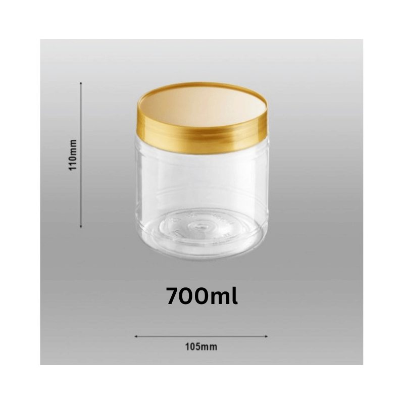 Plastic Container Gold Plastic Lid 700ml 20pcs