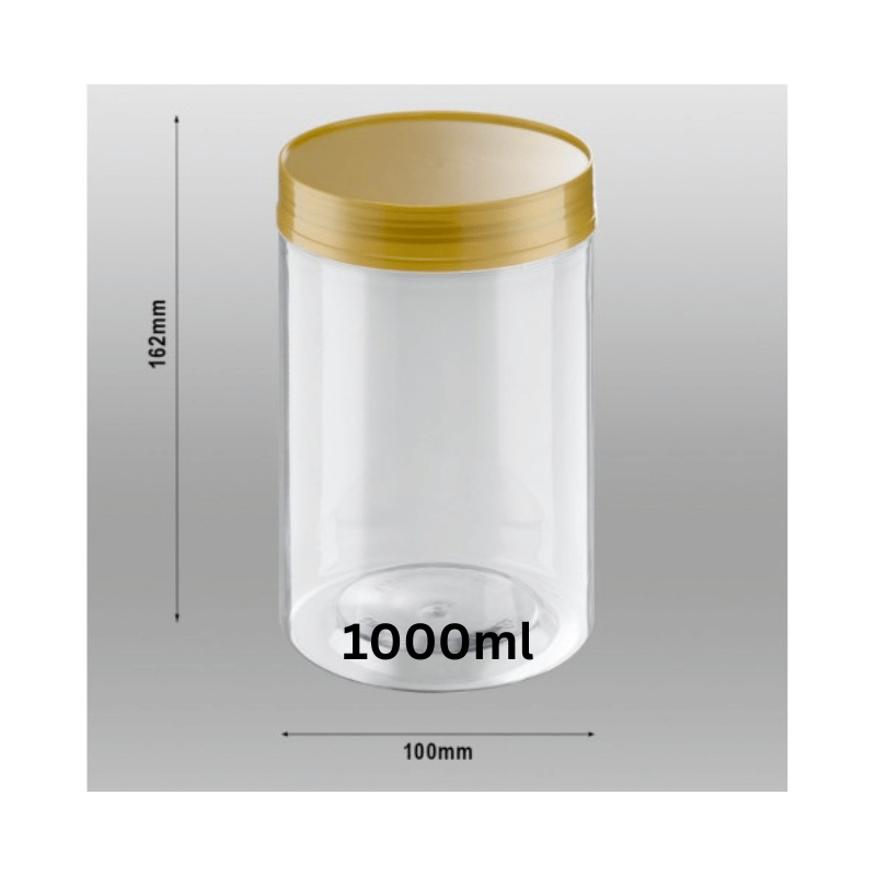 Plastic Container Gold Plastic Lid 1000ml 20pcs