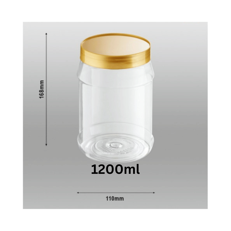 Plastic Container Gold Plastic Lid 1200ml 20pcs