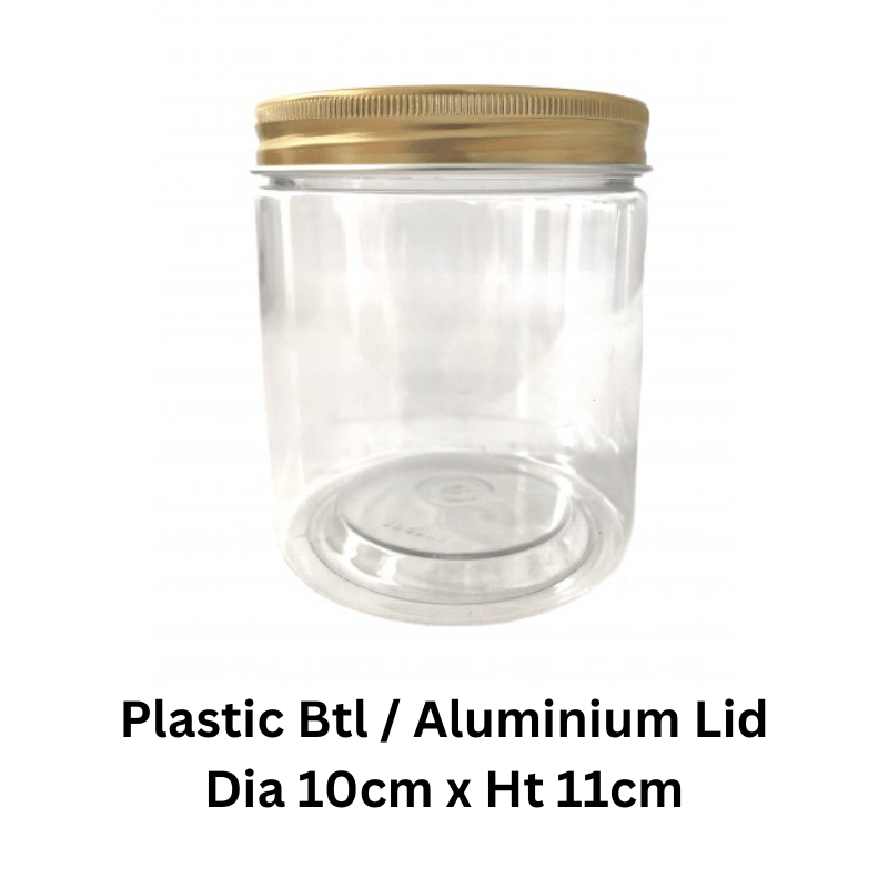 Plastic Container Gold Aluminium Lid Ht 11cm 20pcs