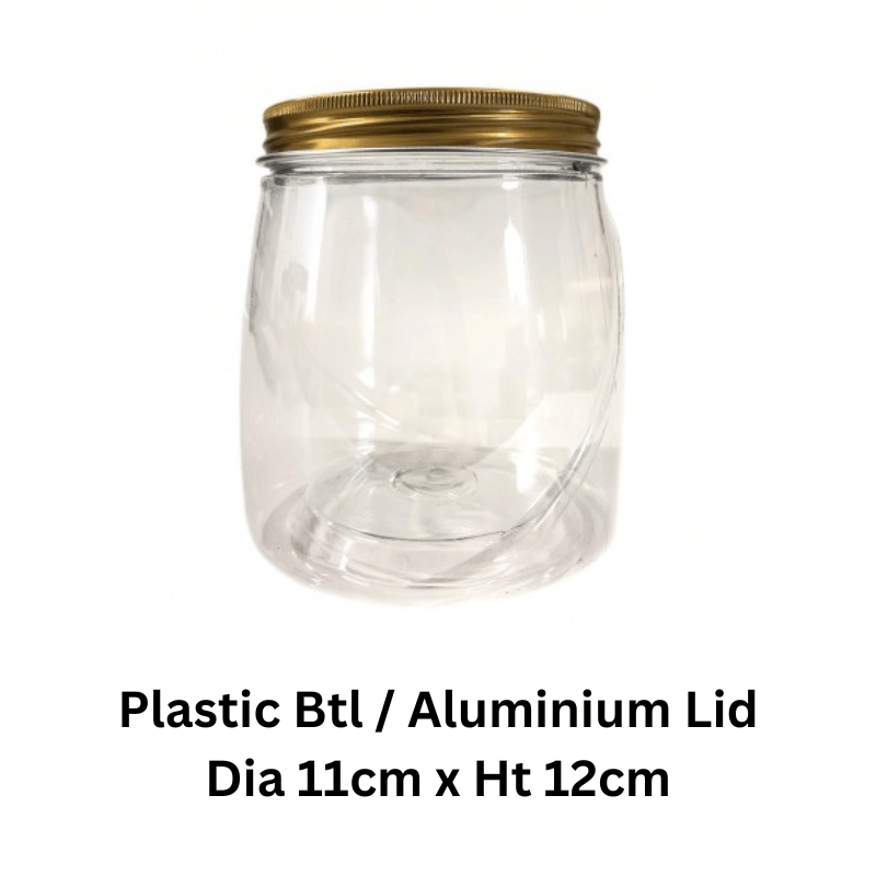 Plastic Container Gold Aluminium Lid Ht 12cm 20pcs