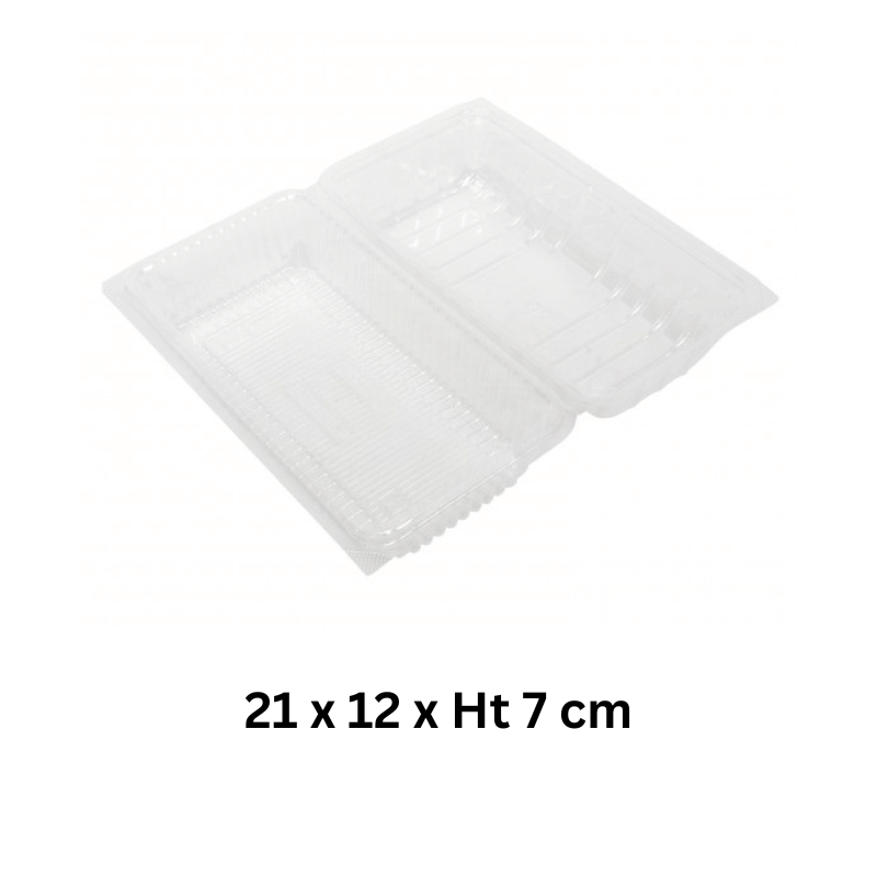 Rectangle Plastic Disposable Box With Lock Ht 7cm 20pc