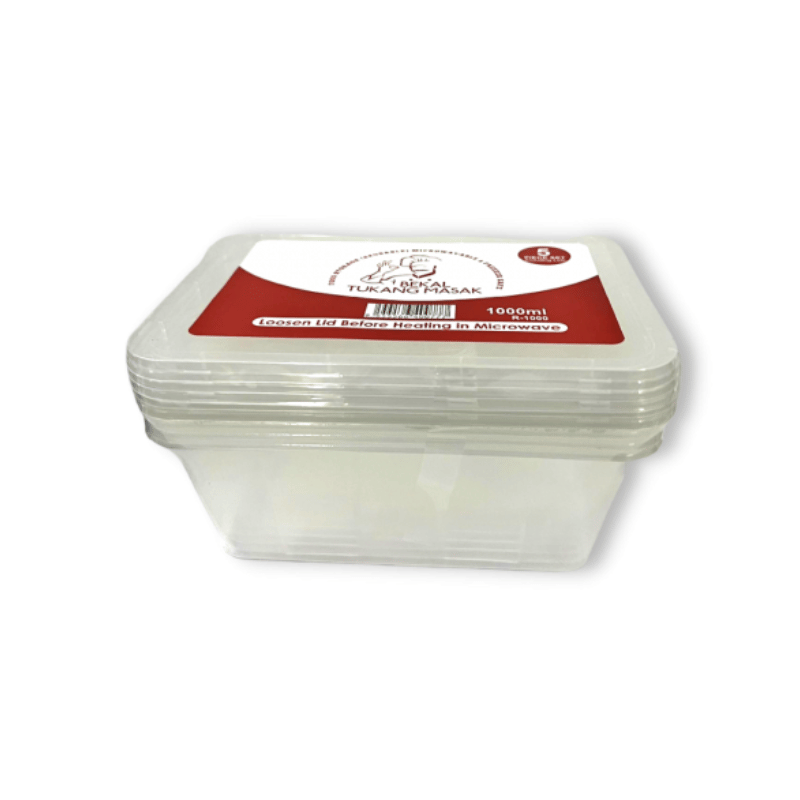 Plastic Rectangle Container 1000ml 5pcs