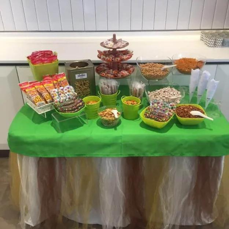 Kacang Putih Candy Buffet Setup - Green Theme