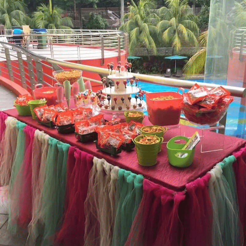 Kacang Putih Candy Buffet Setup - Pink & Green Theme