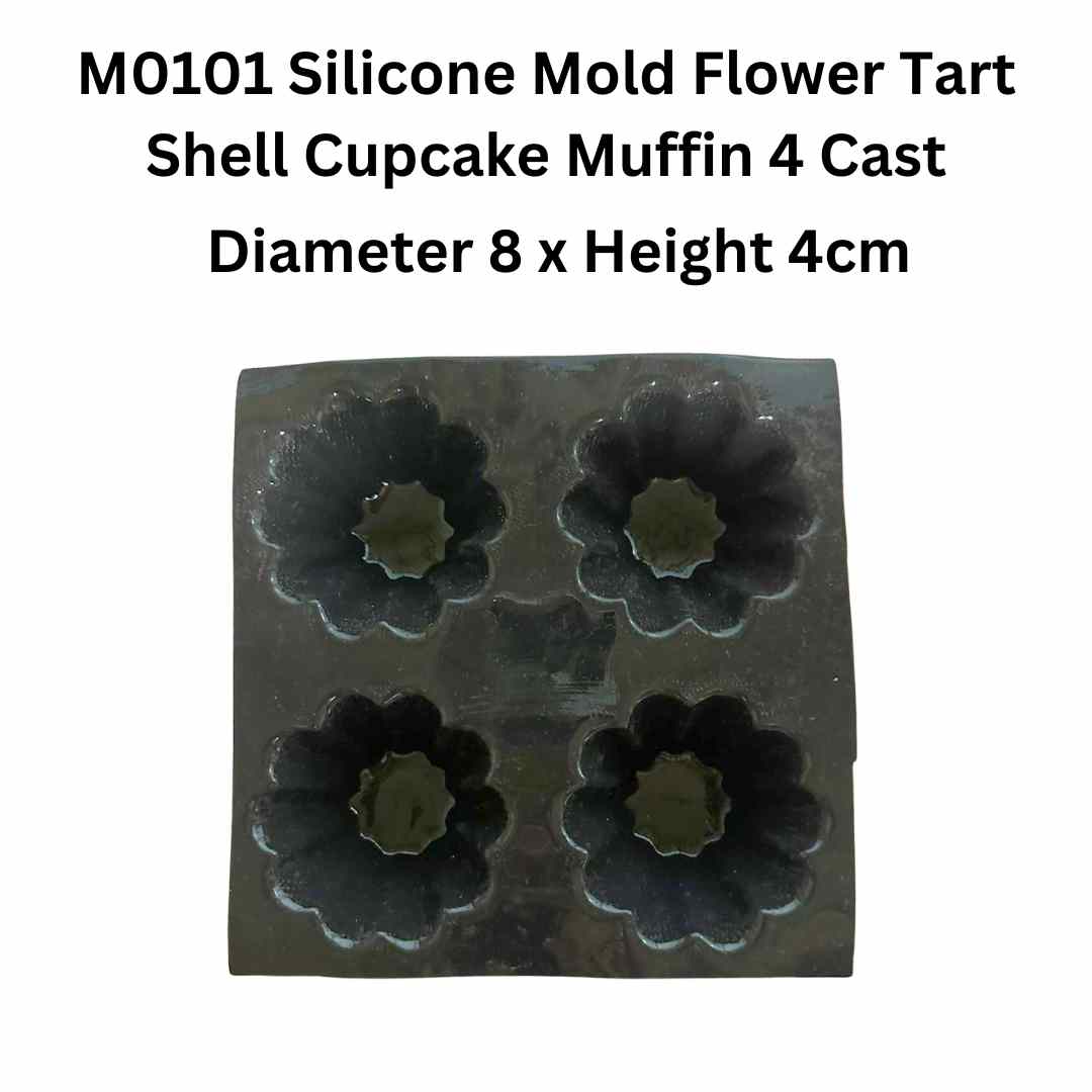 M0101 Silicone Mold Flower Tart Shell Cupcake Muffin 4 Cast