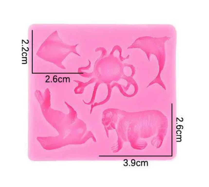 B003 M0026 | Silicone Mold Sea Ocean Fish Dolphin Sealion Octopus 5 Cast
