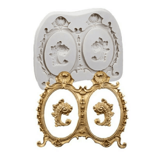 MM 10557 | Couple Baroque Oval Frame Silicone Mold