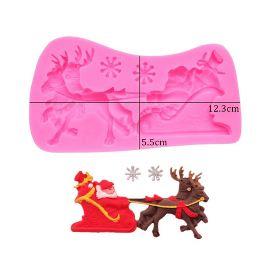 MM 15128 | Santa Claus Reindeer Sleigh Silicone Mold
