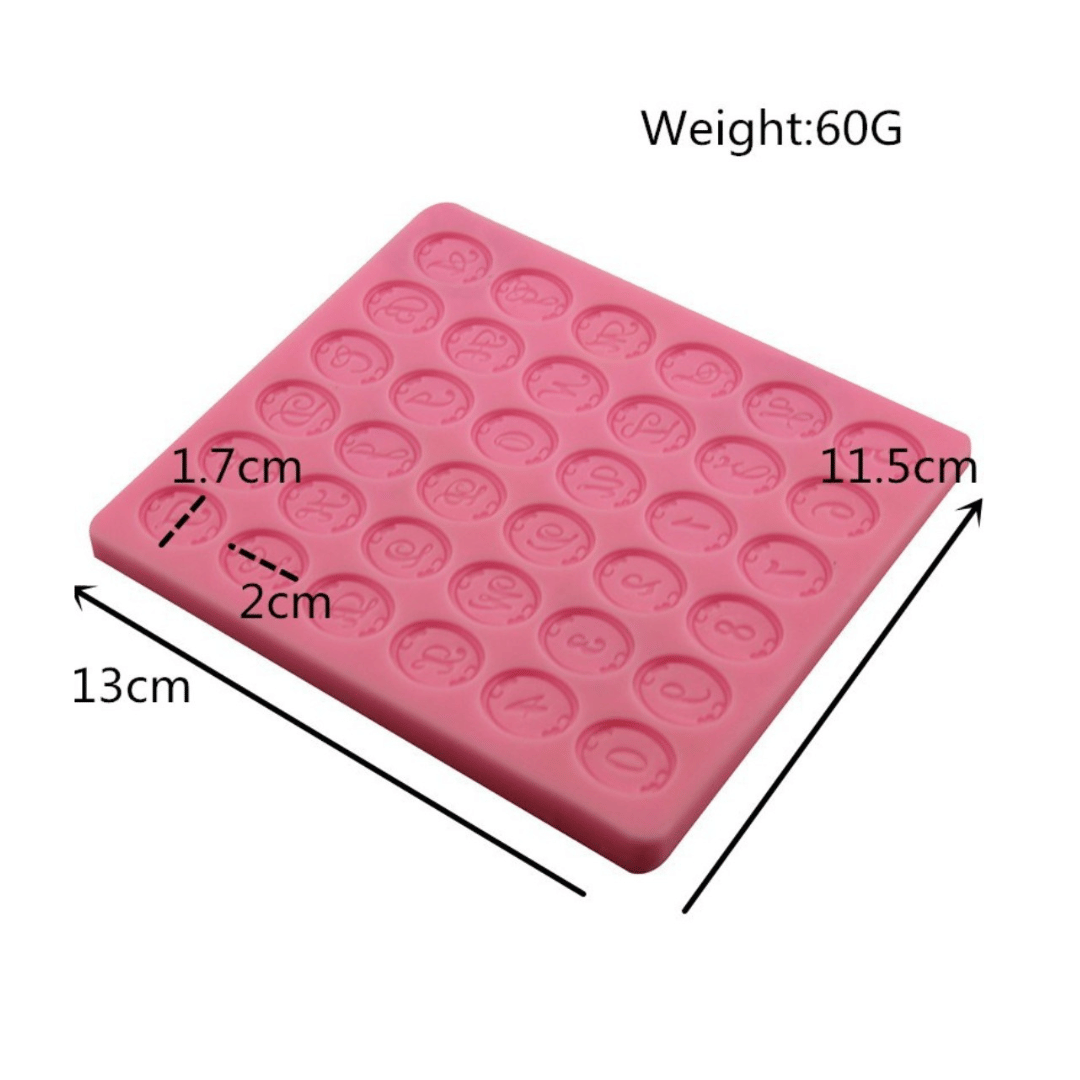 MM 11404 | Alphabets & Numbers Cursive Oval Frame Silicone Mold