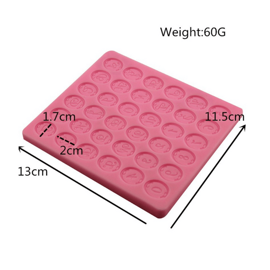 MM 11404 | Alphabets & Numbers Cursive Oval Frame Silicone Mold