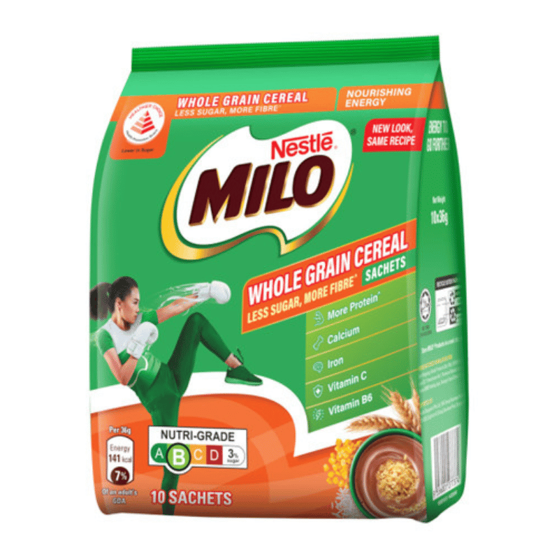 [Halal] Milo 3-in-1 Gao Siew Dai Less Sugar With Whole Cereal 36gm x 10 sachets