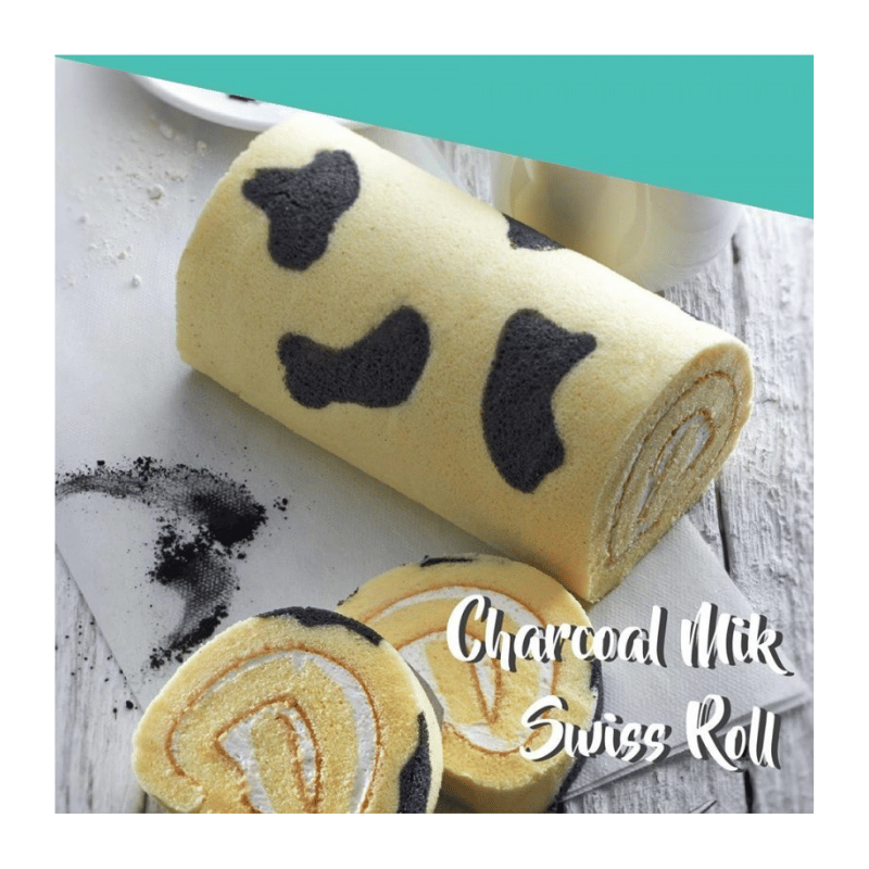 [Halal] Charcoal Milk Swiss Roll Cake