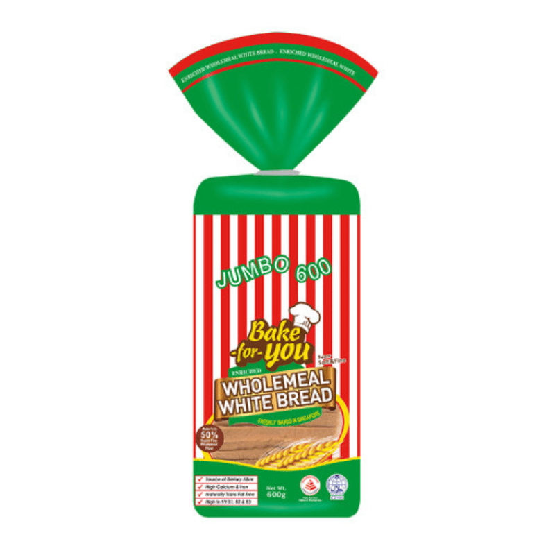[Halal] Bake For You Jumbo Wholemeal White Bread 600g