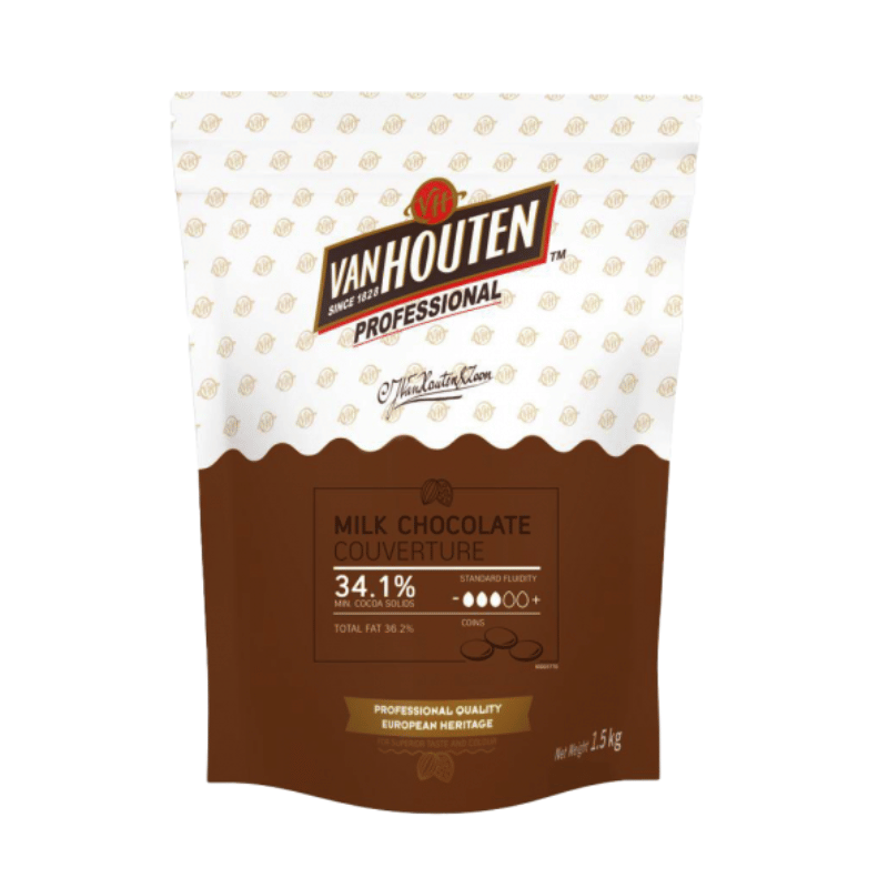 [Halal] Van Houten Milk Chocolate Couverture Callets 34.1% 1.5kg