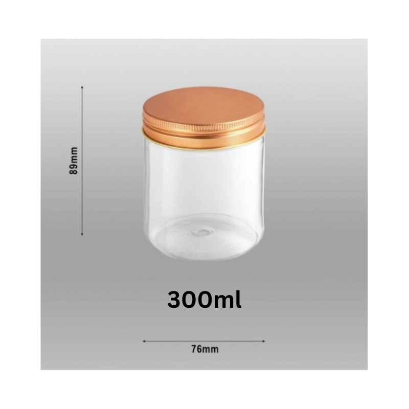 Plastic Container Gold Aluminium Lid 300ml 20pcs