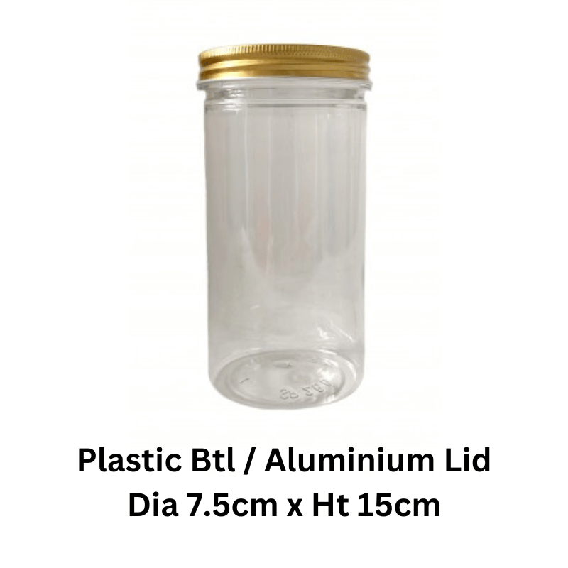 Plastic Container Gold Aluminium Lid Ht 15cm 20pcs