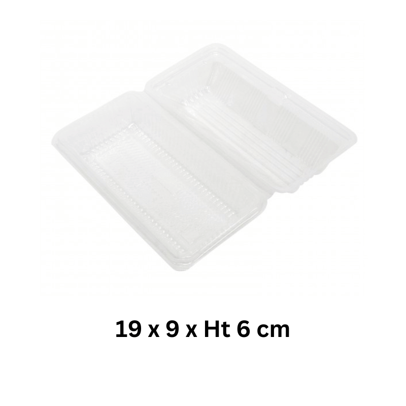 Rectangle Plastic Disposable Box With Lock Ht 6cm 20pc