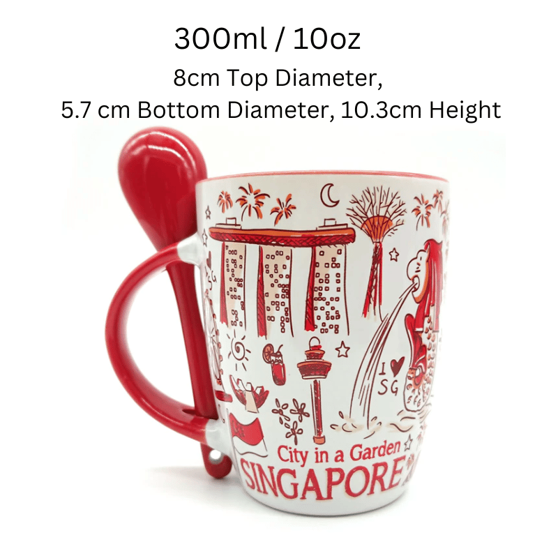Singapore Souvenir Porcelain Mug Coffee Cup with Spoon