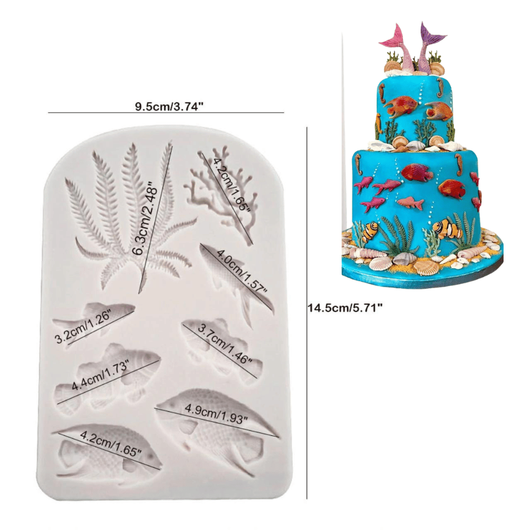 MM14760 | Fish Seaweed Coral Mold 8 in 1 Silicone Mold