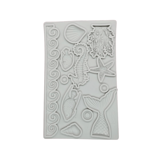 MM14761 | Sea Waves Fish Seahorse Mermaid Silicone Mold