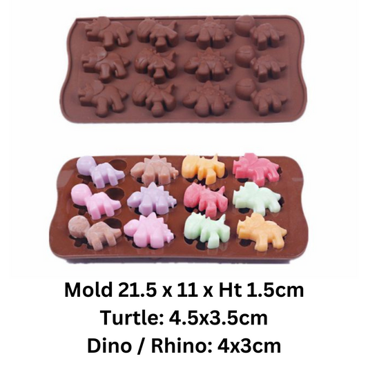 B002 M0010 | Silicone Mold Dino Dinosaur Turtle Rhino 12 Cast