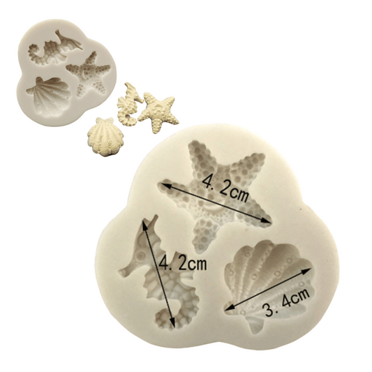 MM11372 | Starfish, Seahorse & Shell Silicone Mold