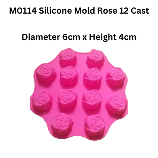 M0114 Silicone Mold Rose 12 Cast