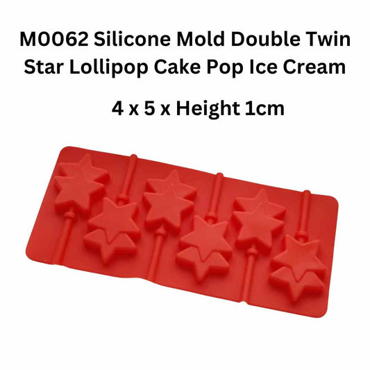 M0062 Silicone Mold Double Twin Star Lollipop Cake Pop Ice Cream