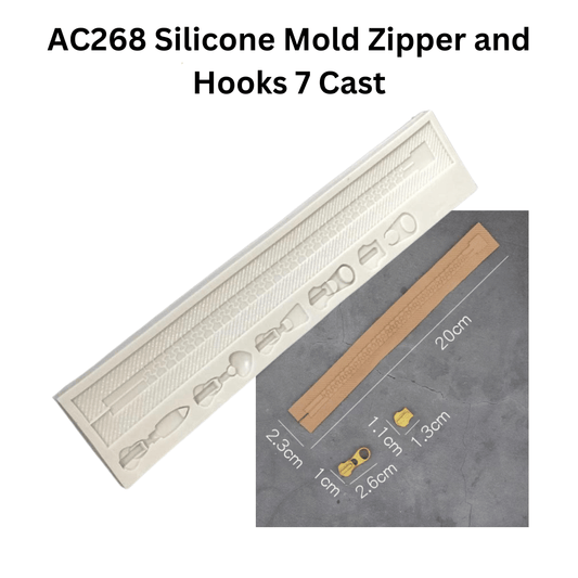 AC268 Silicone Mold Zipper and Hooks 7 Cast