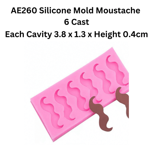 AE260 Silicone Mold Moustache  6 Cast