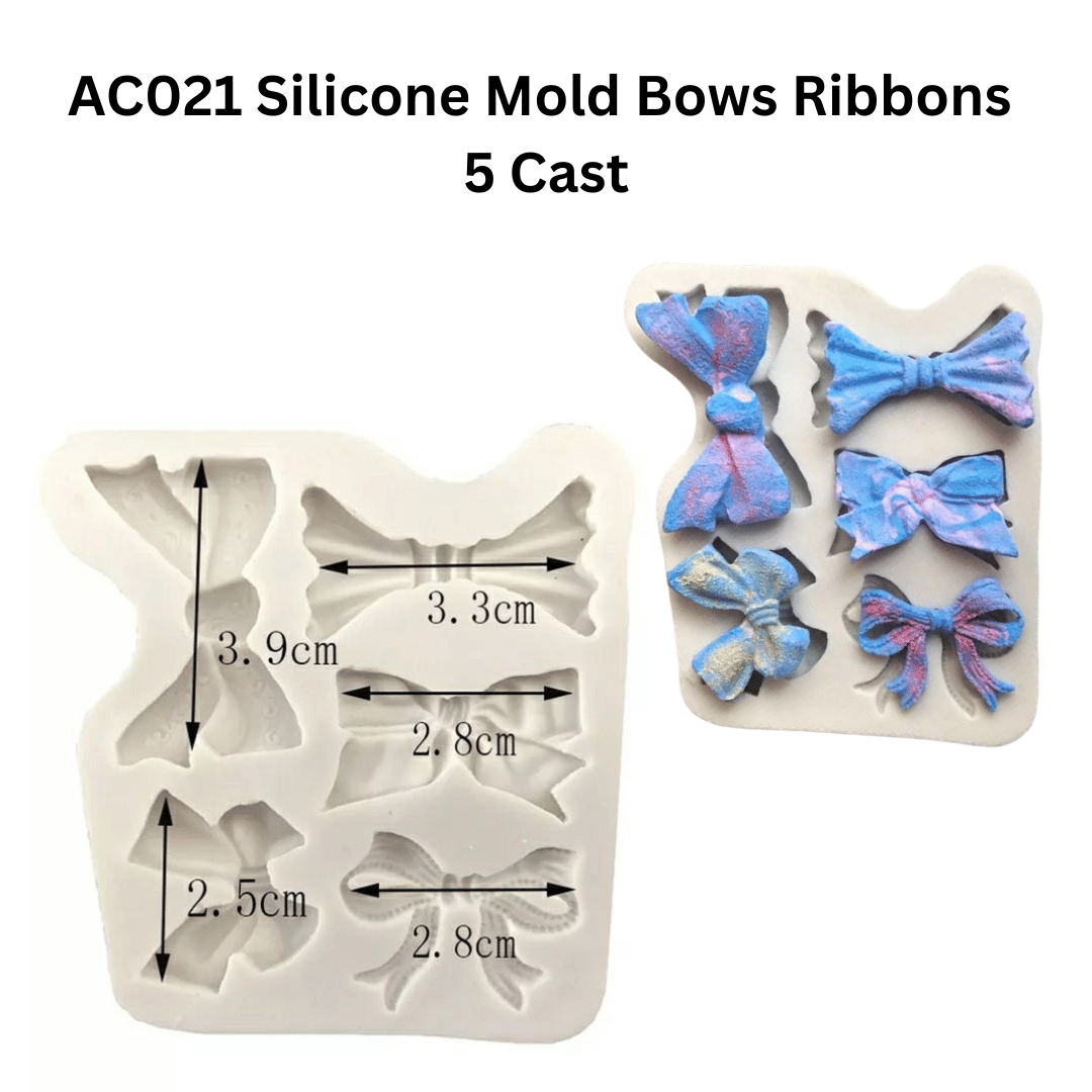 AC021 Silicone Mold Bows Ribbons  5 Cast