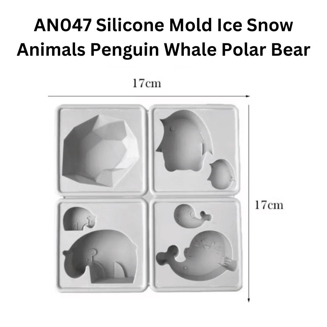 AN047 Silicone Mold Ice Snow Animals Penguin Whale Polar Bear