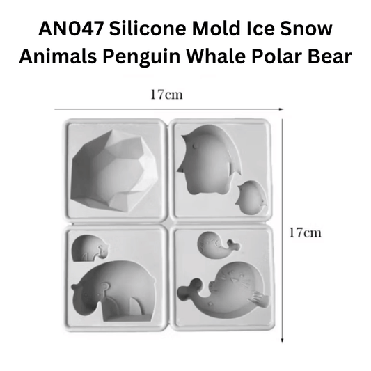 AN047 Silicone Mold Ice Snow Animals Penguin Whale Polar Bear