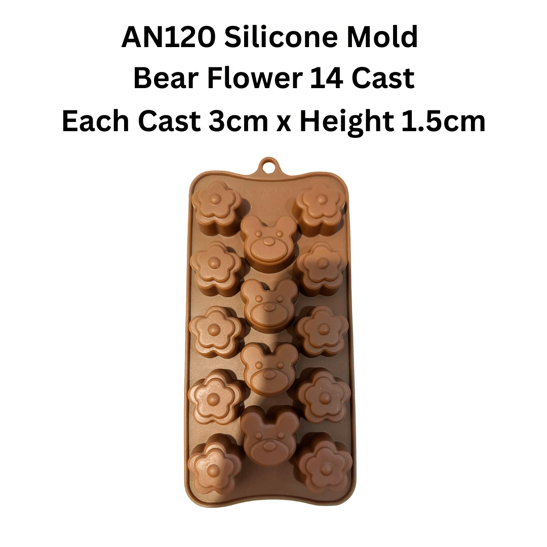 AN120 Silicone Mold  Bear Flower 14 Cast