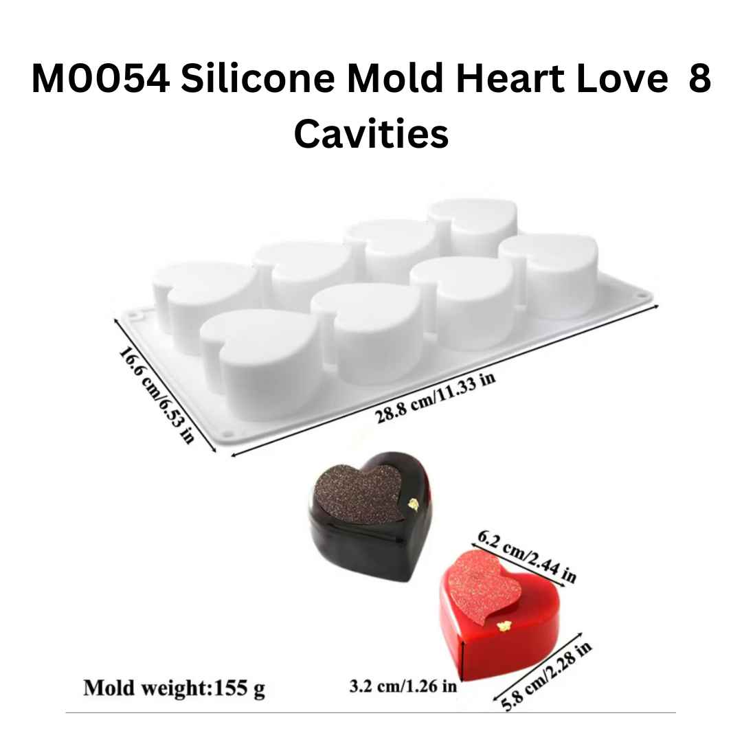 M0054 Silicone Mold Heart Love  8 Cavities