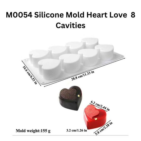 M0054 Silicone Mold Heart Love  8 Cavities