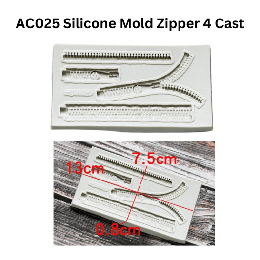 AC025 Silicone Mold Zipper 4 Cast