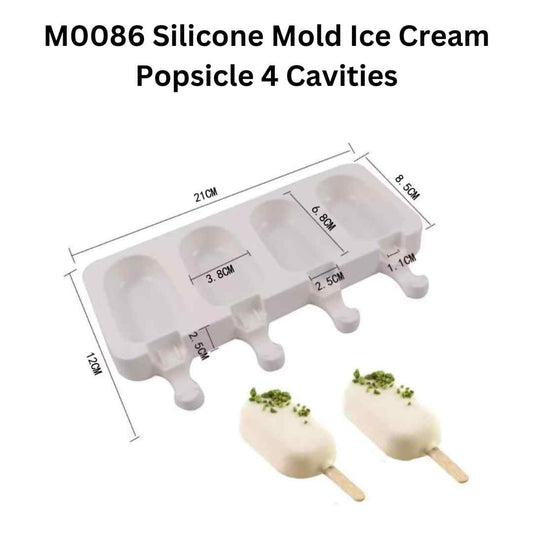 M0086 Silicone Mold Ice Cream Popsicle 4 Cavities