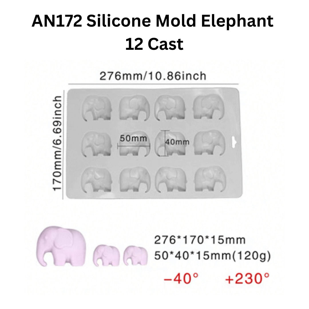 AN172 Silicone Mold Elephant  12 Cast