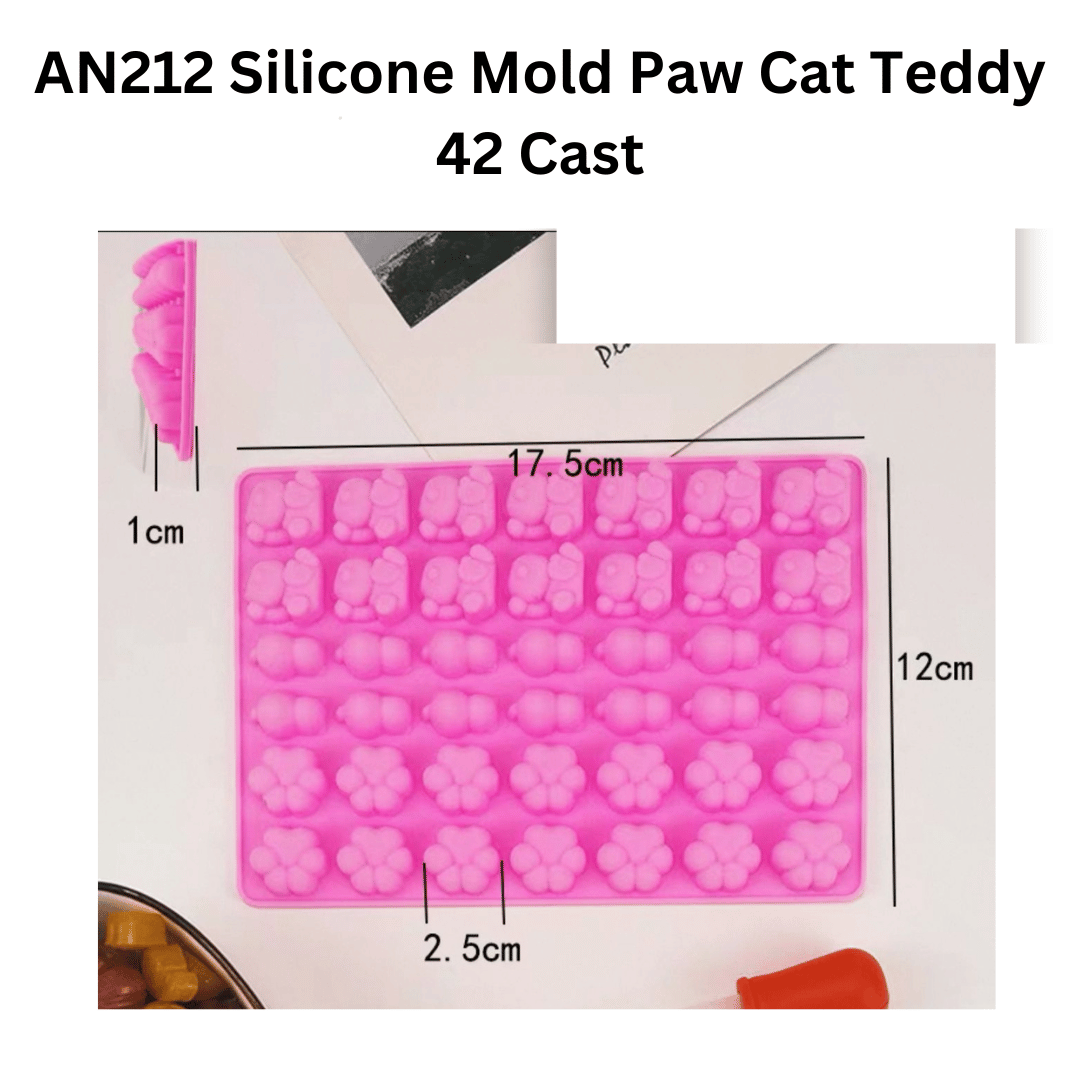 AN212 Silicone Mold Paw Cat Teddy 42 Cast