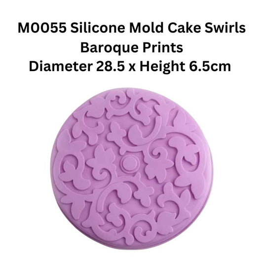 M0055 Silicone Mold Cake Swirls Baroque Prints