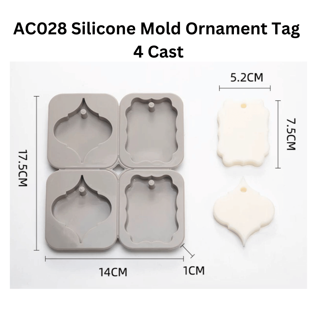 AC028 Silicone Mold Ornament Tag  4 Cast