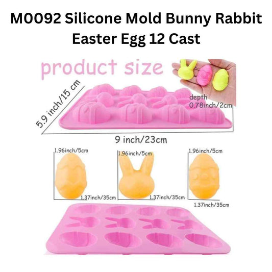 M0092 Silicone Mold Bunny Rabbit Easter Egg 12 Cast